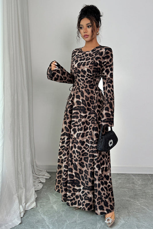 Chic Leopard Long Sleeve Maxi Dress