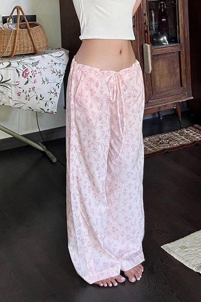 Vintage Floral Wide-Leg Pants