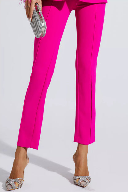 Angel Pink Feather Trim Diamond Blazer Set