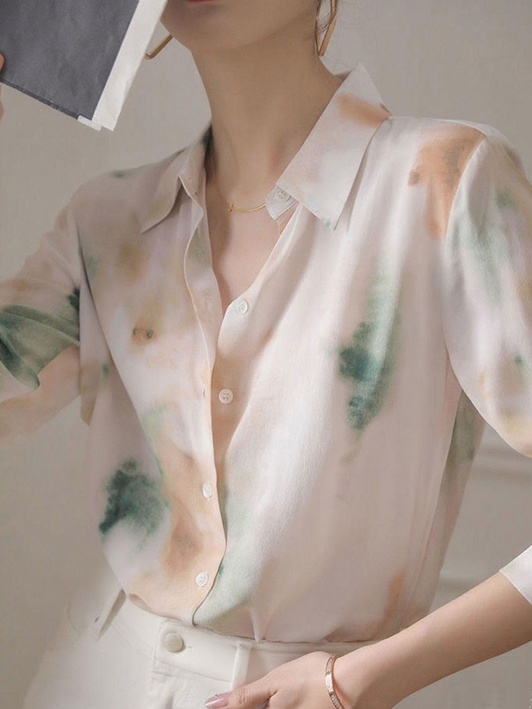 Andrea Classic Lapel Gradient Printed Shirt