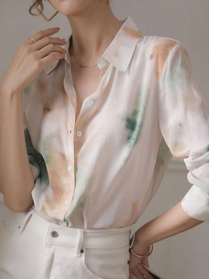 Andrea Classic Lapel Gradient Printed Shirt