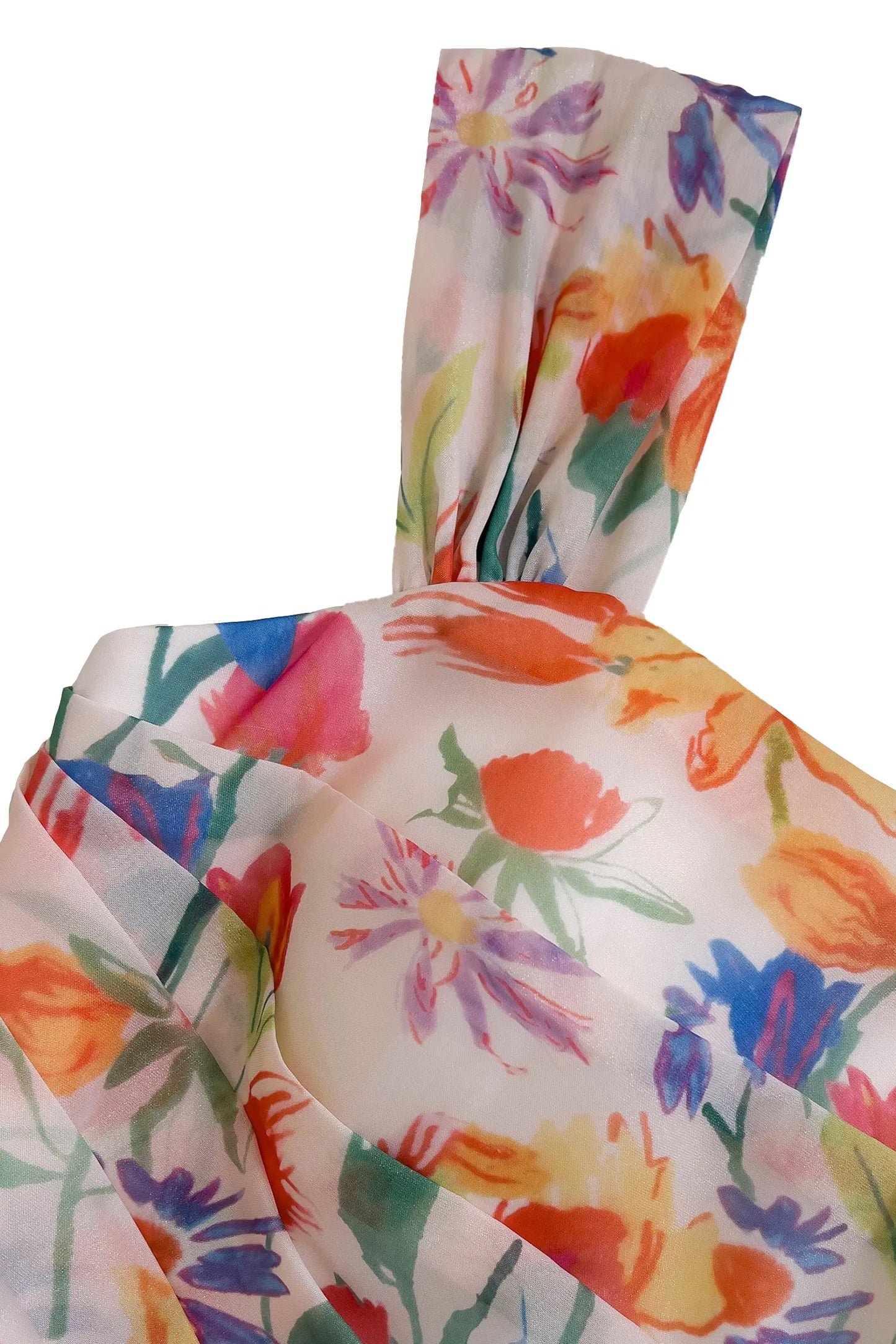 Debby Orange Flower Waist-cinching Dress