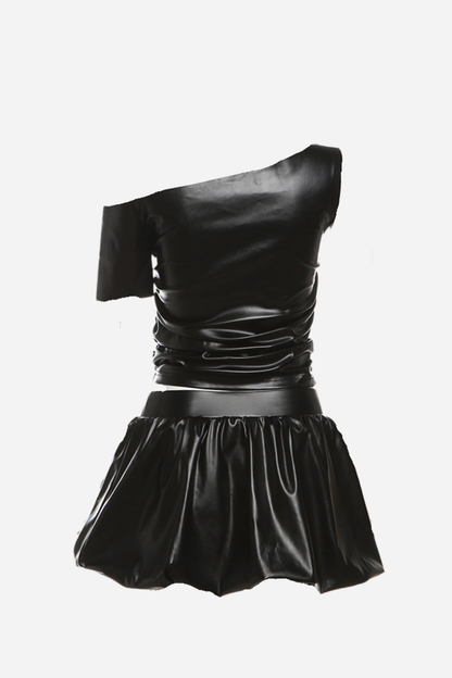 One Shoulder Bubble Skirt Set