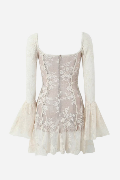 Odelia Sweetheart Lace Flare Mini Dress