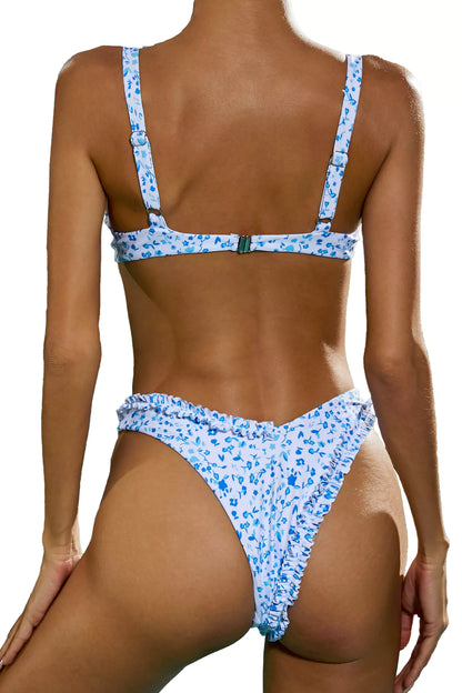 Giavanna White Ruched Printed Bikini