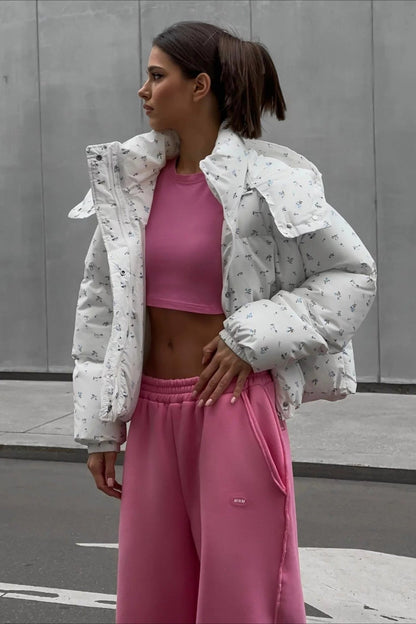 Chic Printed Puffy Puffer Jacket