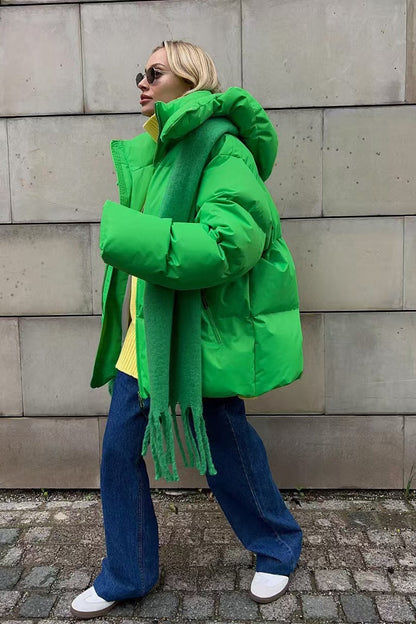 Heavy Duty Zipped Hooded Puffer Jacket