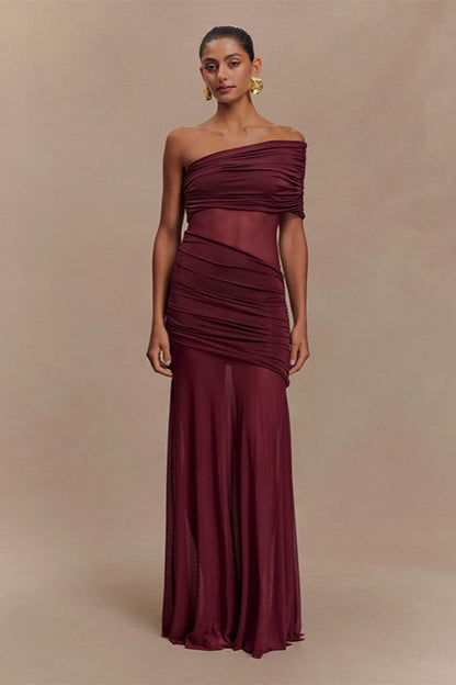 Mesh Panel Strapless Sheer Bodycon Party Dress