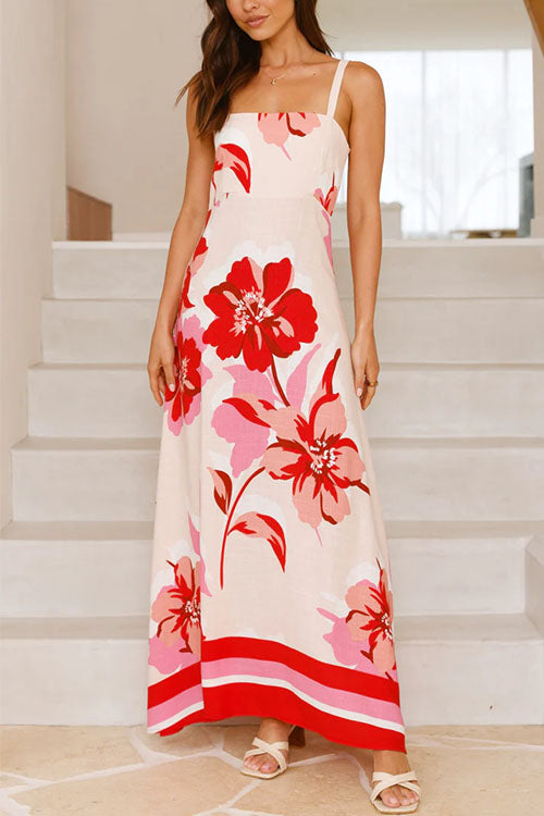 Empire Waist Floral Print Maxi Cami Dress