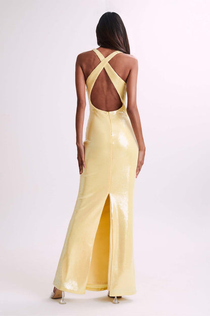 Sexy Cut-Out Halter High Slit Maxi Dress