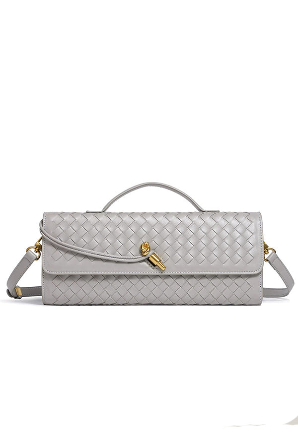 Woven Soft Leather Horizontal Square Accordion Bag