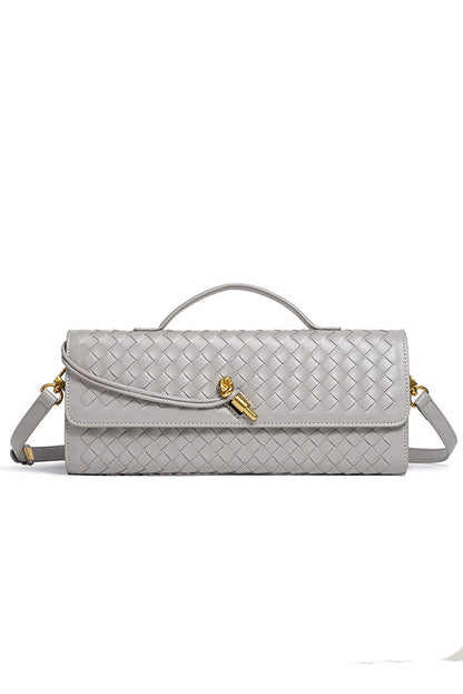 Woven Soft Leather Horizontal Square Accordion Bag