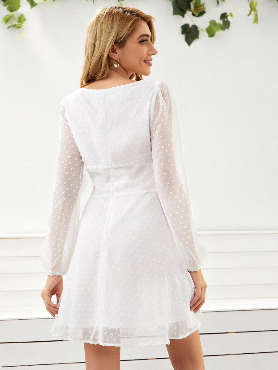 Birthday Mini Dresses White Long Sleeves Short Dress