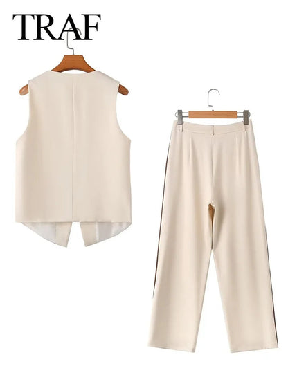 Striped Waistcoat Vest & Pants Coord Set