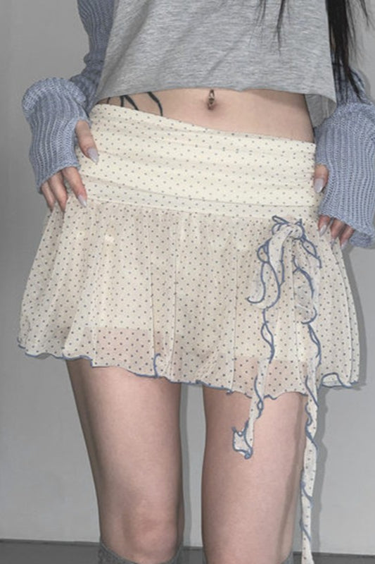 Retro Polka Dot Tie Mini Skirt