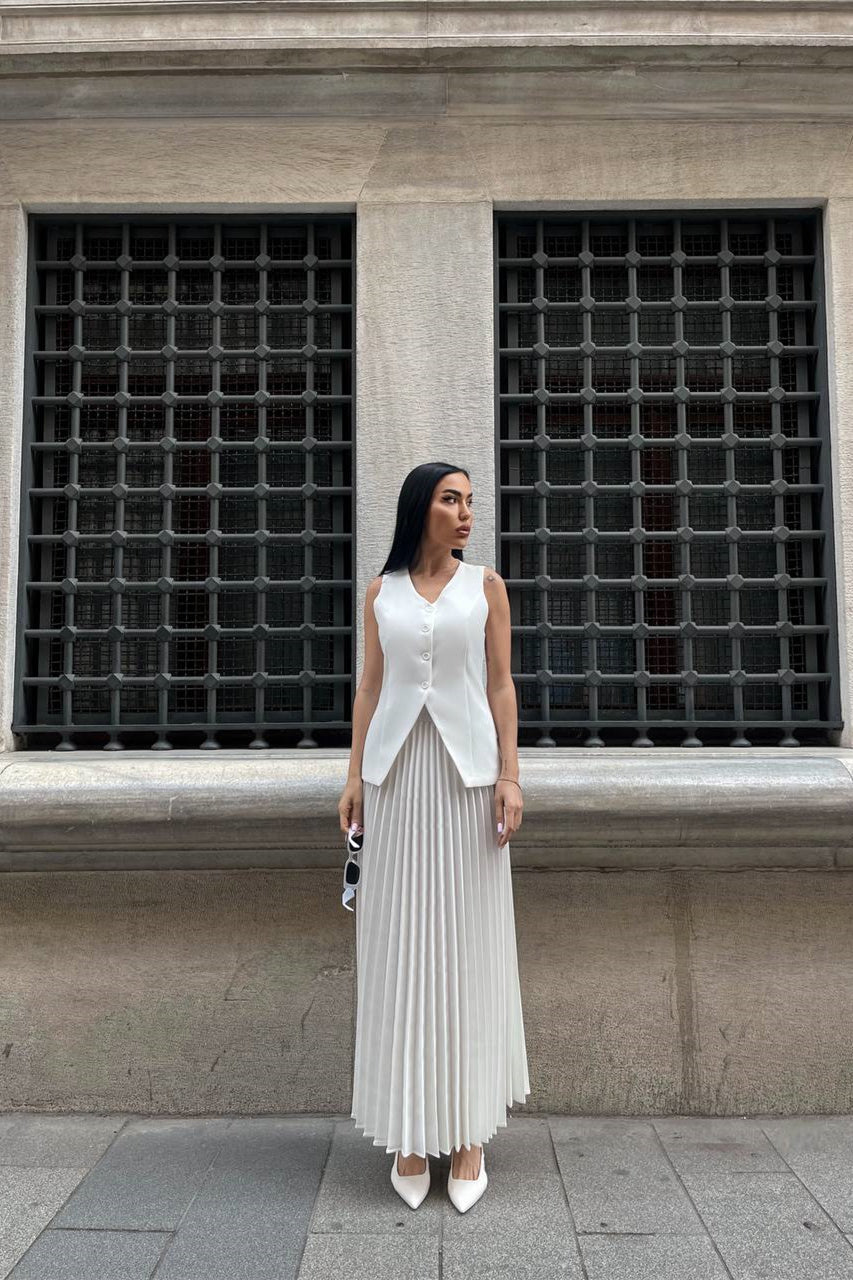 Salome Vest Pleated Skirt Set