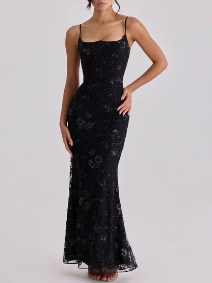 Low-cut Sleeveless Sexy Backless Tie-up Long Dress