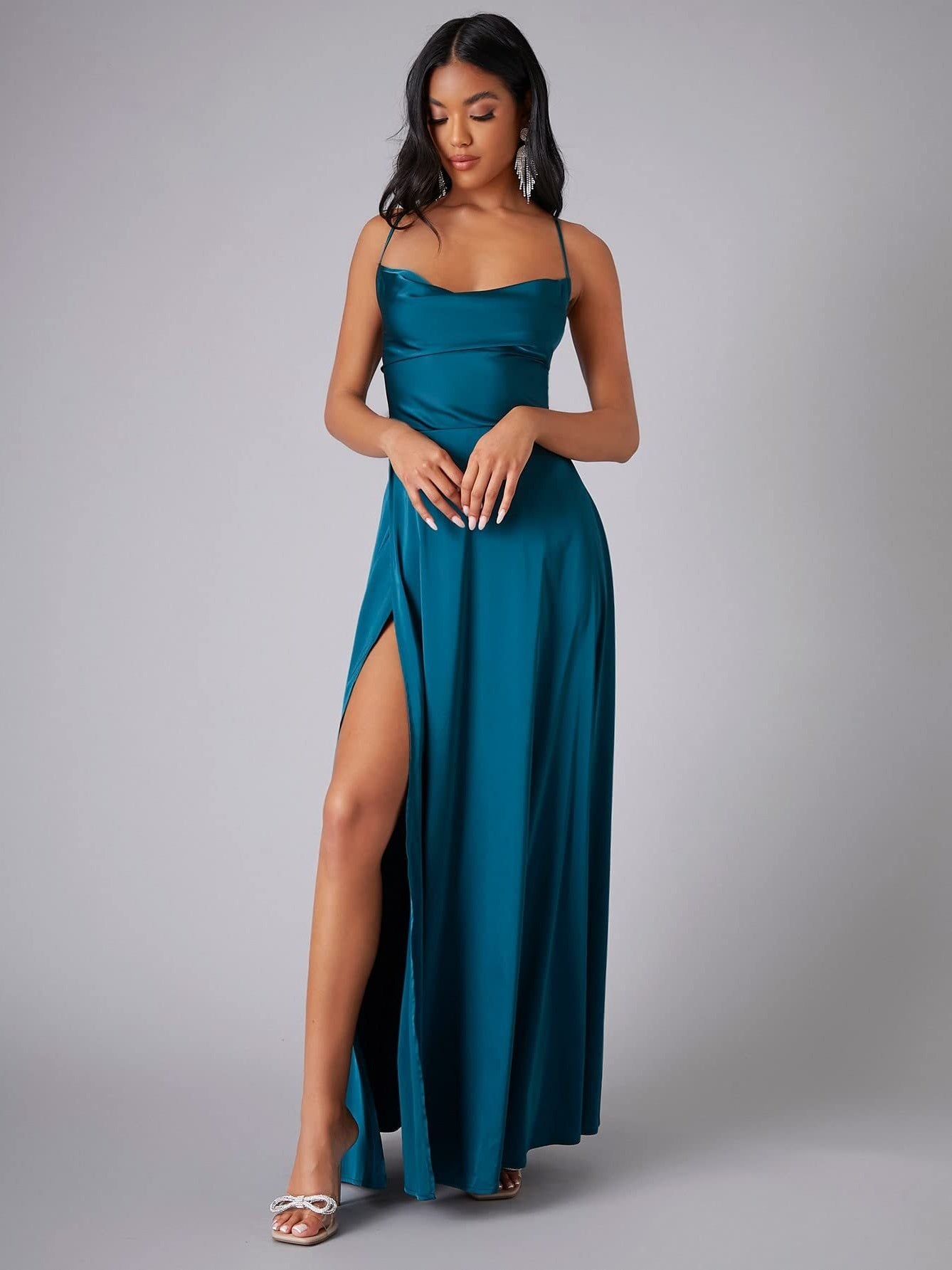 Slimming, Figure-hugging Backless Halter-neck Long Dress