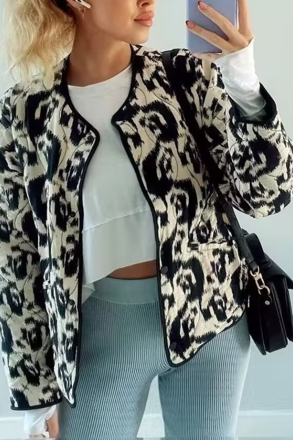 Loose Animal Print Cotton Jacket