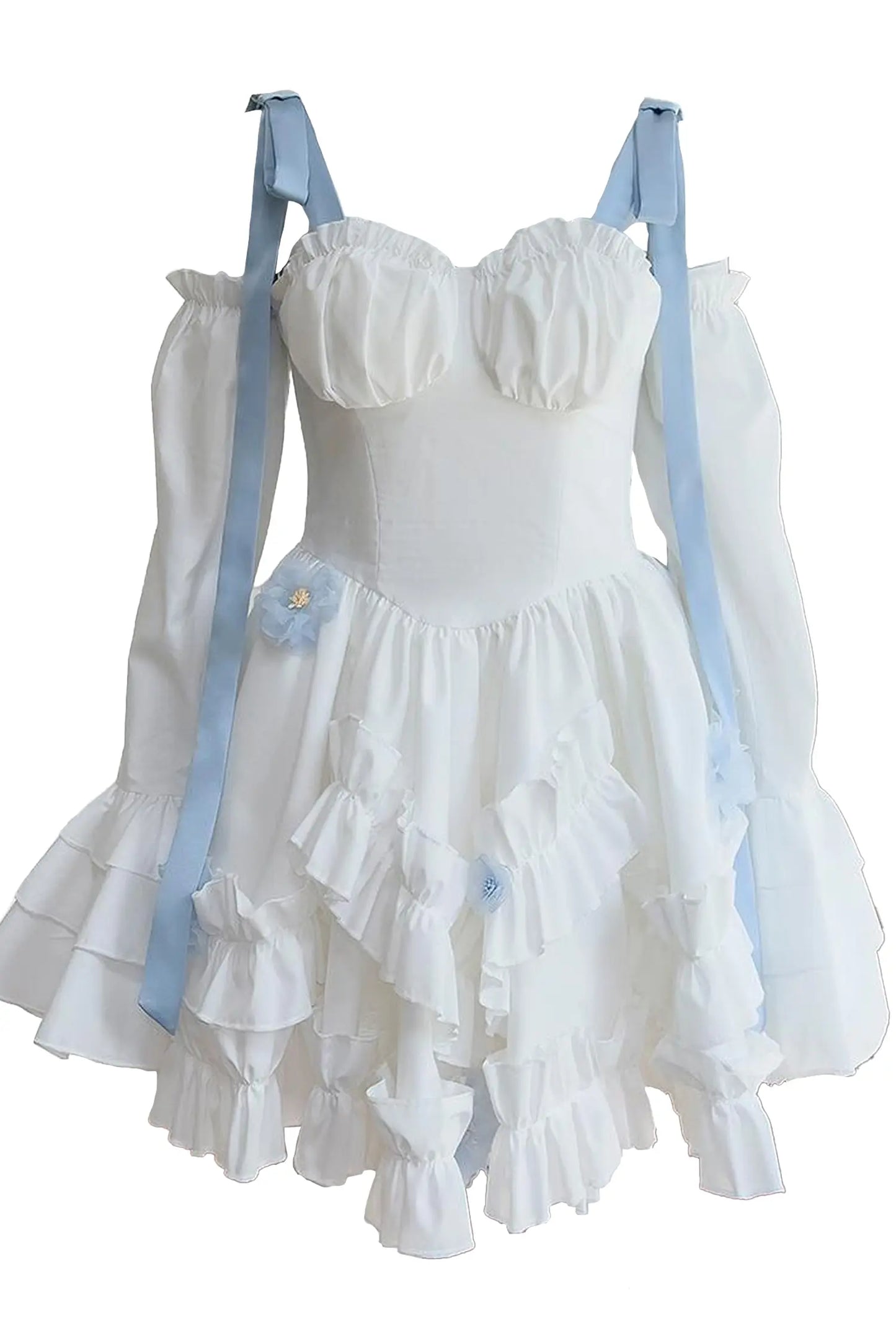 David White Ruched Mini Slip Dress
