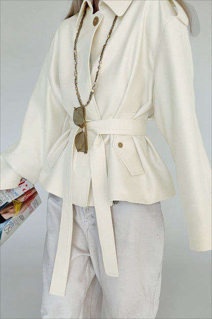 Lapel Faux Suede Drape Jacket