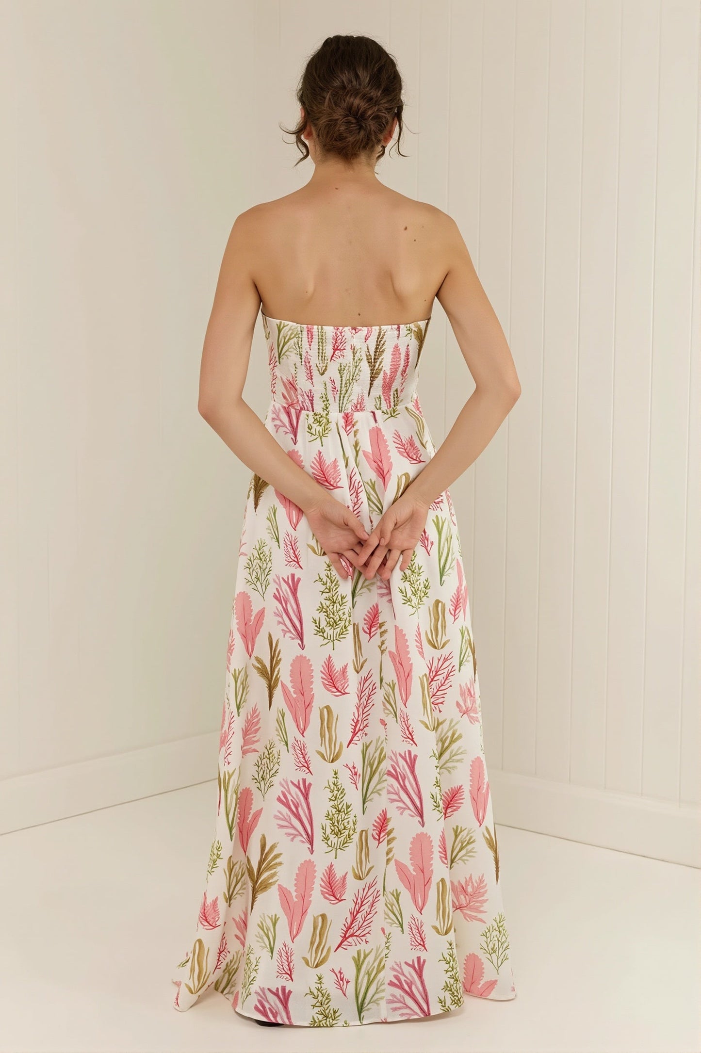 Botanical Graffiti Print Flowy Maxi Dress
