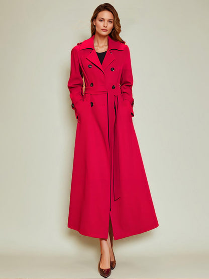 Women's Trench Coat Practical Turndown Collar Buttons Full Length Coat