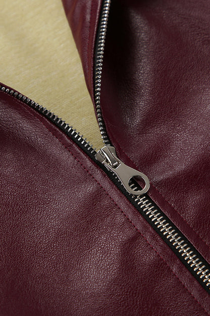 Burgundy Vintage Biker Coat
