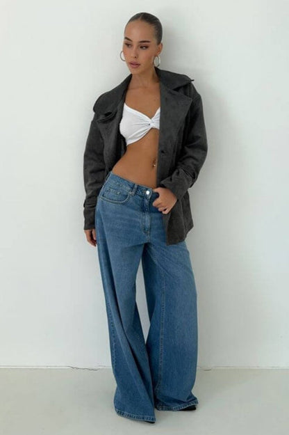 Vintage Suede Lapel Tie Waist Jacket Coat