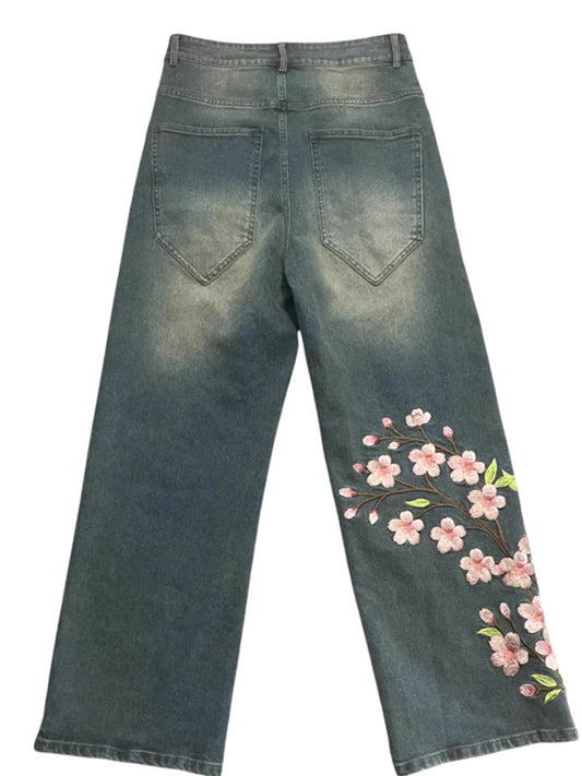 Chinese-Style Prints Boyfriend Jeans