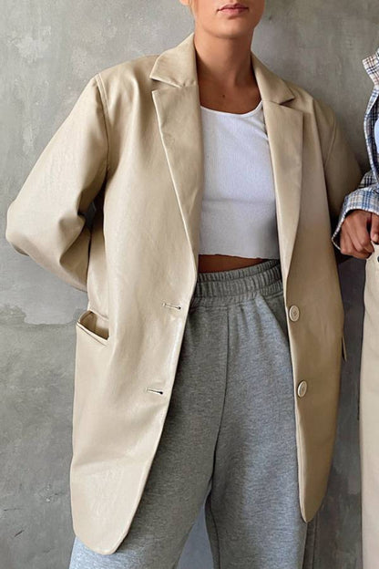 Bershka Oversized Faux Leather Blazer