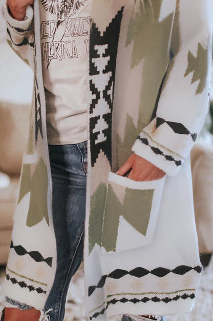 Printed Long Sleeve Wool Sweater