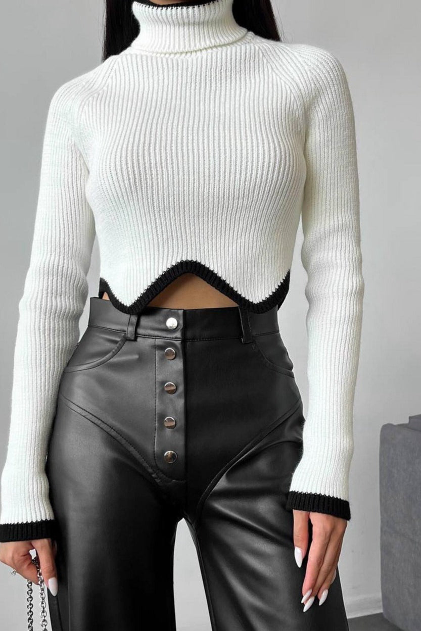 Leather Patchwork Casual Pants