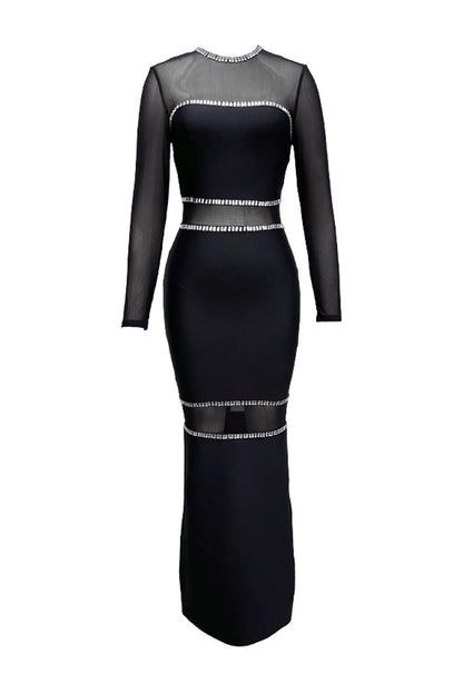 Boyle Black Mesh Bandage Dress