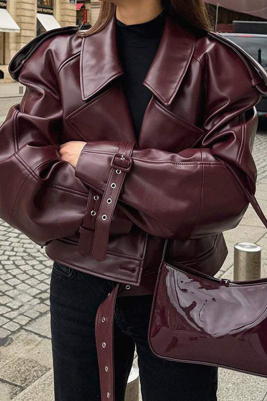 Burgundy Vintage Moto Coat