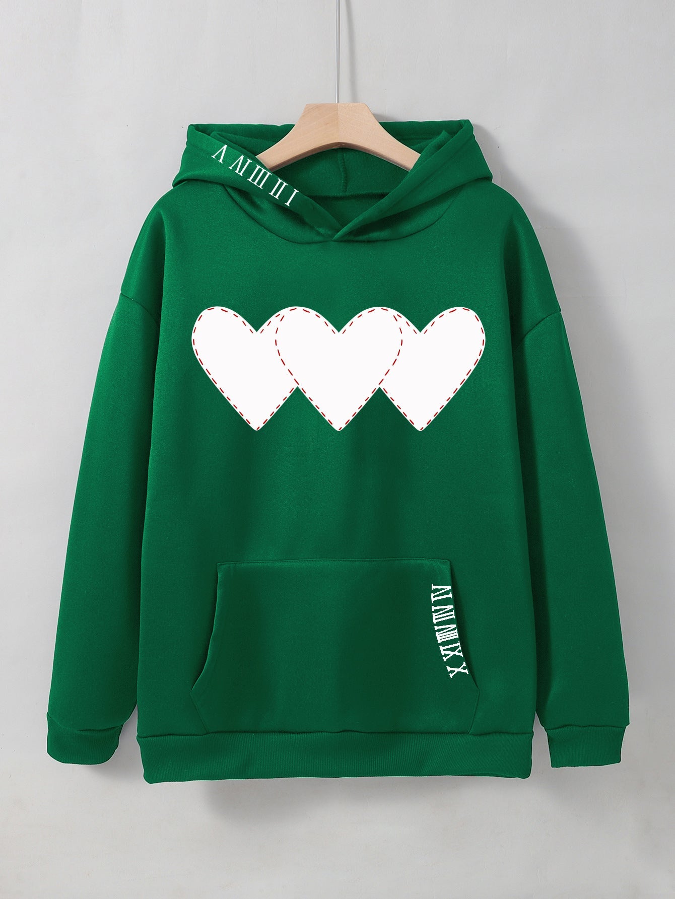 Triple Heart Stitched Drawstring Hoodie