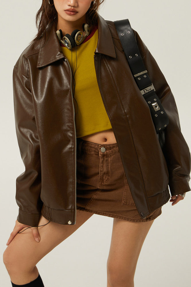 Retro Loose Fit Moto Jacket