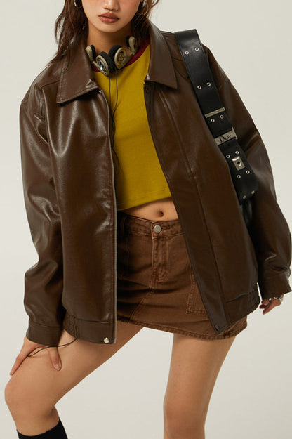 Retro Loose Fit Moto Jacket