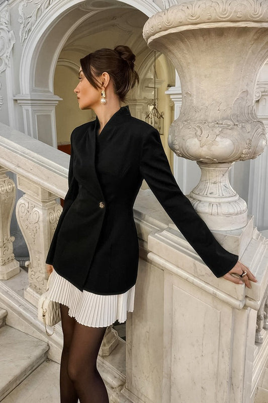 Vintage Color Block Long Sleeve Blazer