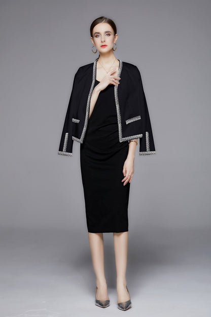 Beaded Open Front Short Coat