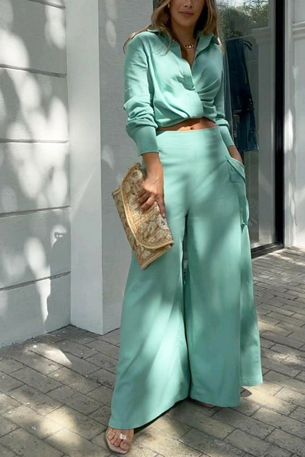 Solid color casual two-piece suit