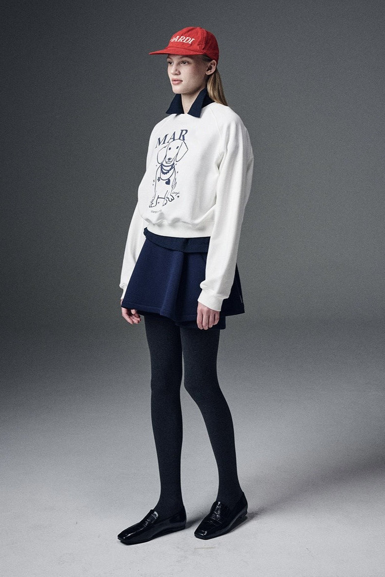 Rhinestone Dog Print Raglan Sweatshirt