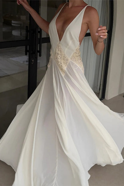 Backless V-Neck Boho Dress