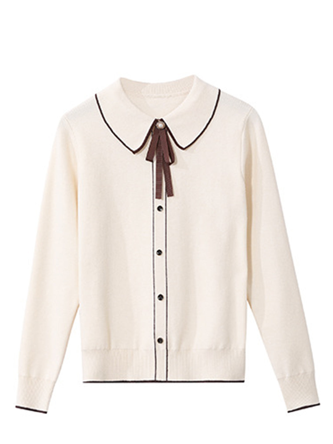 Emma French Style Doll Collar Knitted Sweater-Beige
