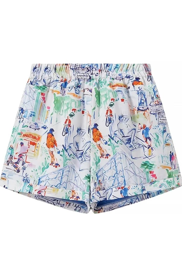 Graffiti Print Cotton Shorts Set