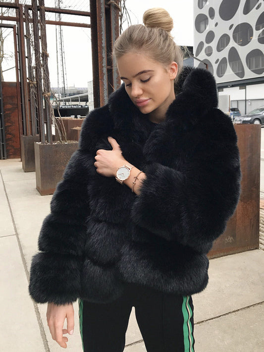 Faux Fur Coat With Hood Warm Winter 2026 Short Plush Eco-friendly Fur Coat For Women