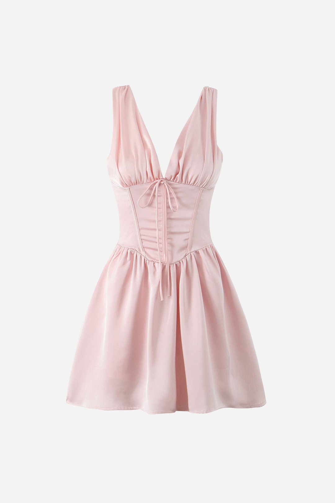 Marian V Neck Lace Up Ruffle Mini Dress