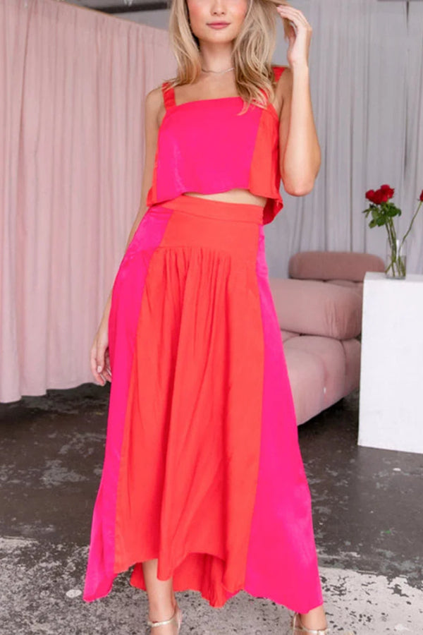 Fashion Color Matching Casual Two-piece Set