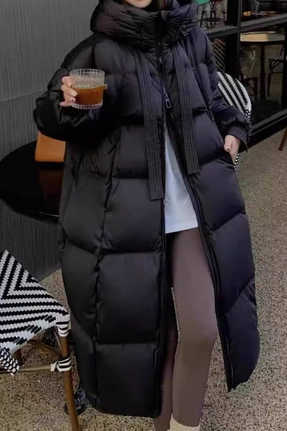 Trendy Long Hooded Puffer Jacket