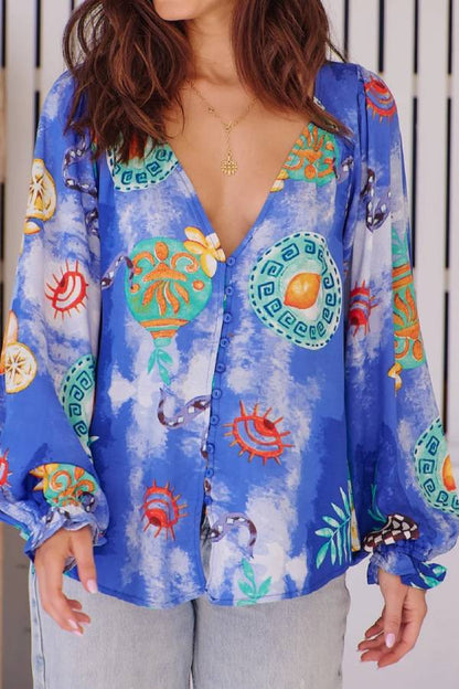 Sky Graffiti Print Two Piece Set